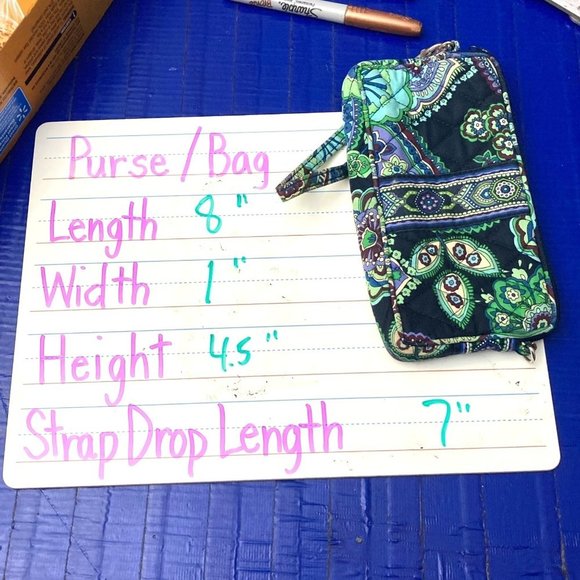 Vera Bradley BLUE RHAPSODY Print Wristlet Clutch Purse 8" x 4.5" Zip Close RARE - Picture 7 of 7